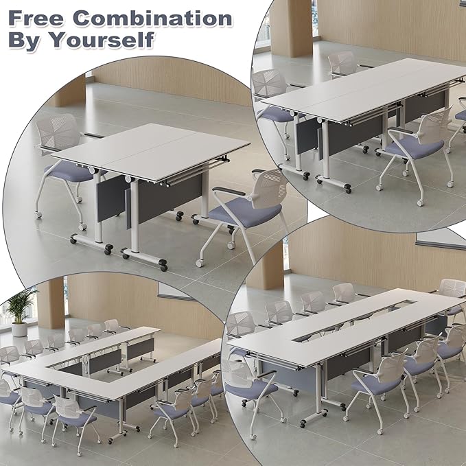 Conference Table, Folding Office Conference Room Tables On Wheels, Flip Top - Image 4