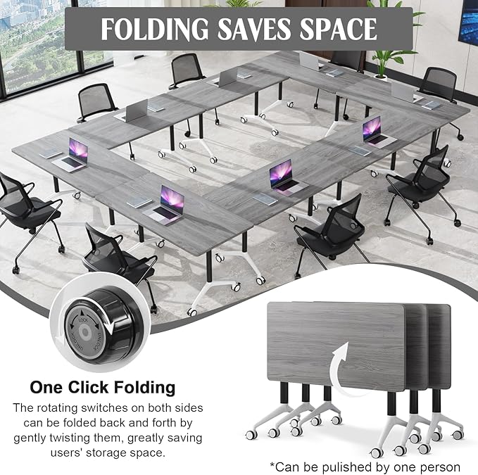 JEHUJD Conference Table, 55.1''Folding Conference Room Table - Image 3