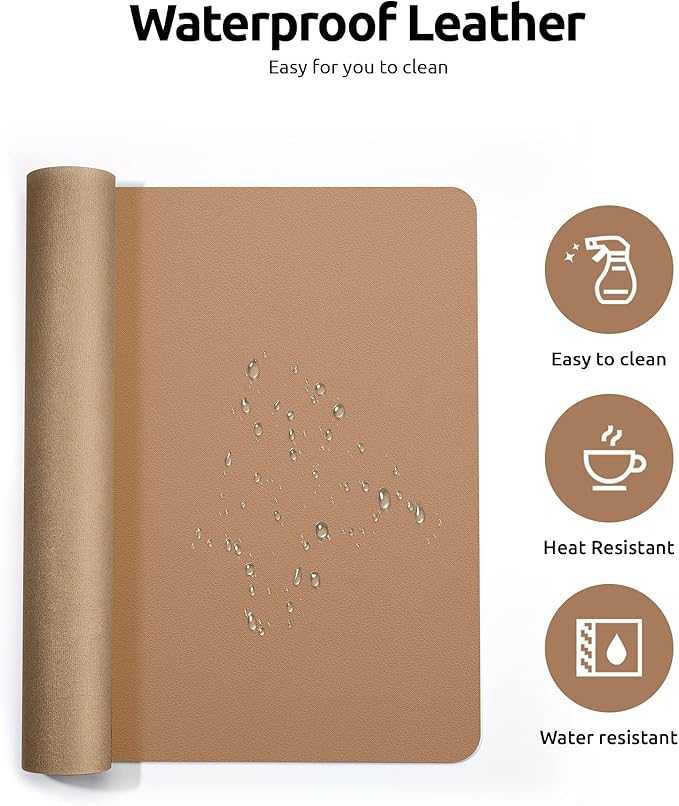 YSAGi Leather Desk Pad Protector, Office Mat, Large Mouse Pad, Non-Slip PU - Image 4