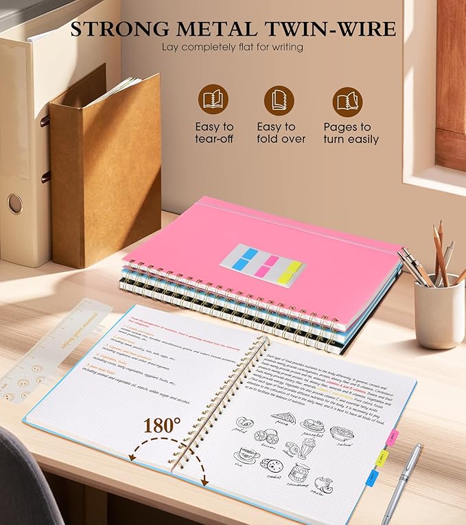 UEBZFOCS Dotted Notebook, Spiral Notebook Journal 8.5” x 11”, A4 Large Dot Grid - Image 6