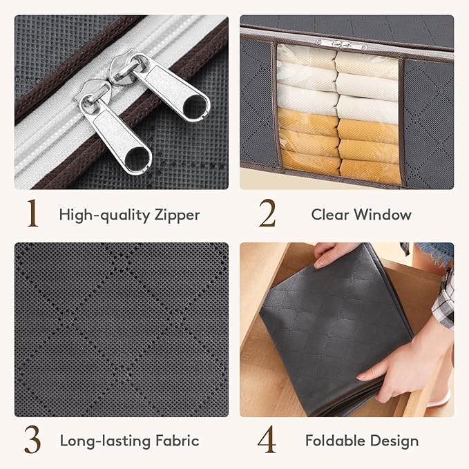 Lifewit 6 Pack Clothes Storage Bag, Foldable Storage Bin Closet Organizer - Image 4