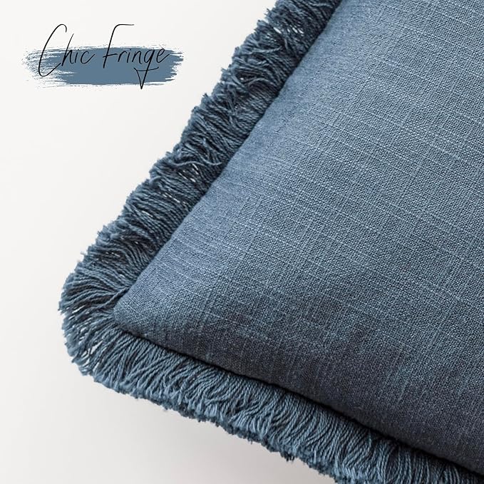 Foindtower Set of 2 Decorative Linen Fringe Throw Pillow Covers Cozy Boho - Image 3