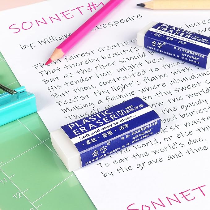 Tamaki 24 Pack Pencil Erasers, Large White Erasers - Image 6