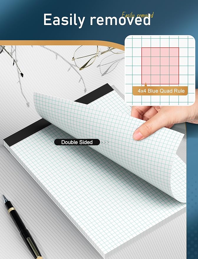 Zaviko Graph Paper Pad 8.5 x 11, 24 Pack, 4x4 Graph Ruled, Grid Paper Pad - Image 4