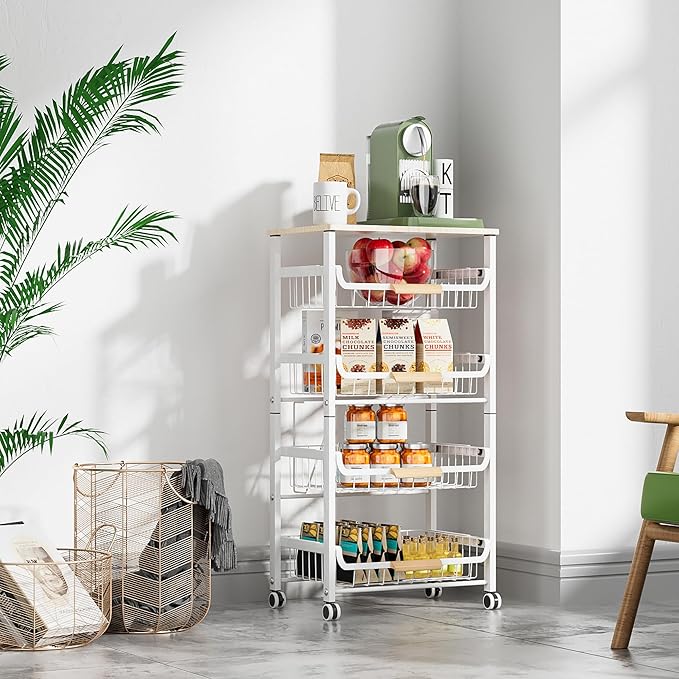 NiuYichee 5-Layer Fruit Basket Kitchen Food Organizer and Rack, Stackable - Image 5