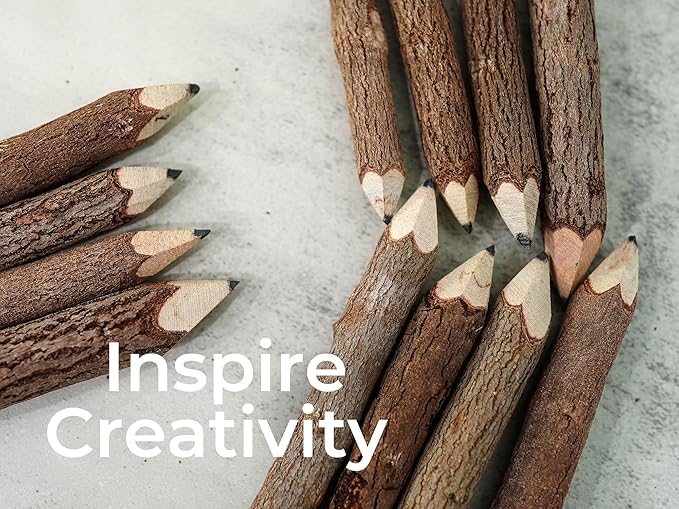BSIRI Wooden Pencils Rustic Bark Twig Natural Wood Pencil 12 Pack 5 Inch - Image 9