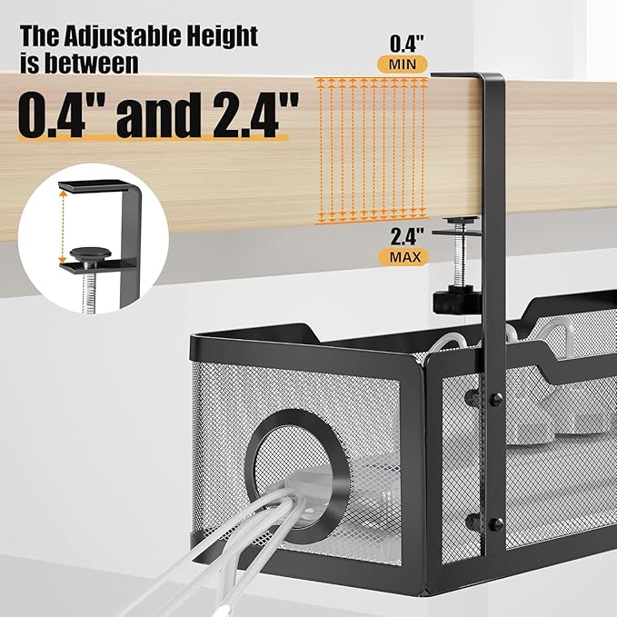 2 Pack Under Desk Cable Management Box Black, Cinati 26.8" Wire Organizers No - Image 2