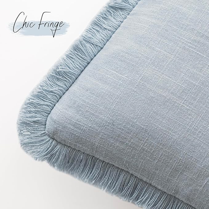 Foindtower Set of 2 Decorative Linen Fringe Lumbar Throw Pillow Covers Boho - Image 3