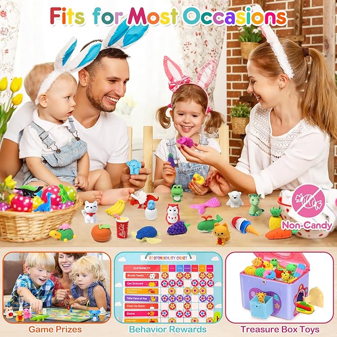 80PCS Mini Animal Erasers for Kids Bulk Small Toys, 3D Cute Erasers Desk Pets - Image 4