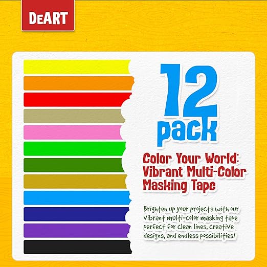 12 Pack Colored Masking Tape, 396 Ft x 0.6 inch Mini Colored Painters Tape - Image 2