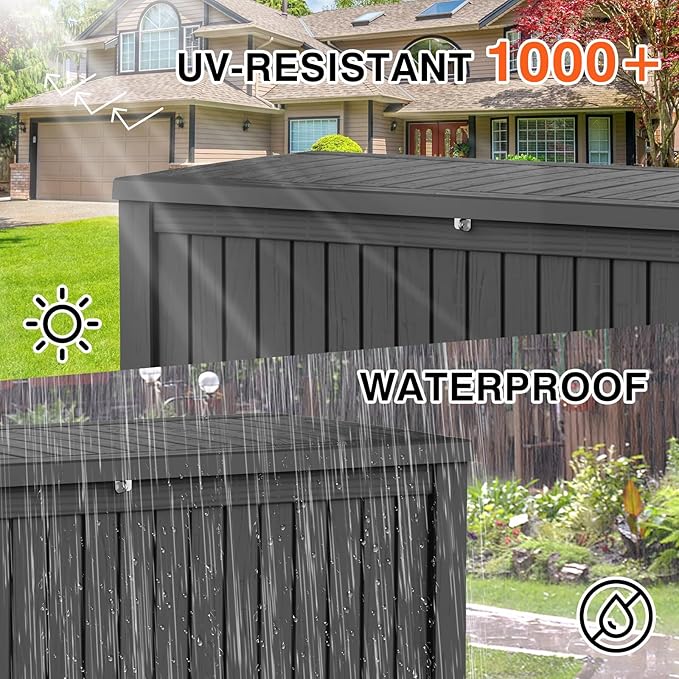 Decksplore 270 Gallon Outdoor Storage Box Waterproof Lockable Resin Deck Box - Image 6