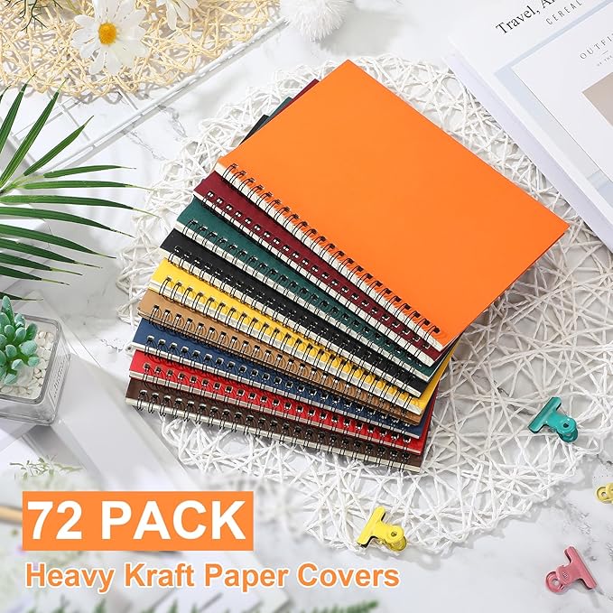Yahenda 72 Pcs Spiral Notebook Bulk A5 Journal Lined 8.3'' x 5.5'' Writing - Image 2