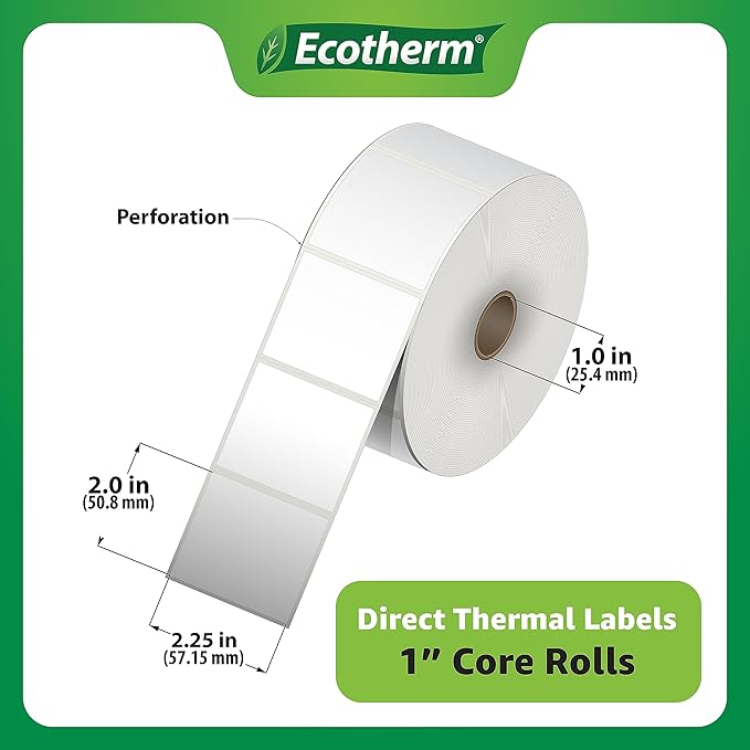 2.25" x 2" Thermal Labels | 6 Rolls | 8220 Labels | fits Zebra, Offnova Thermal - Image 3
