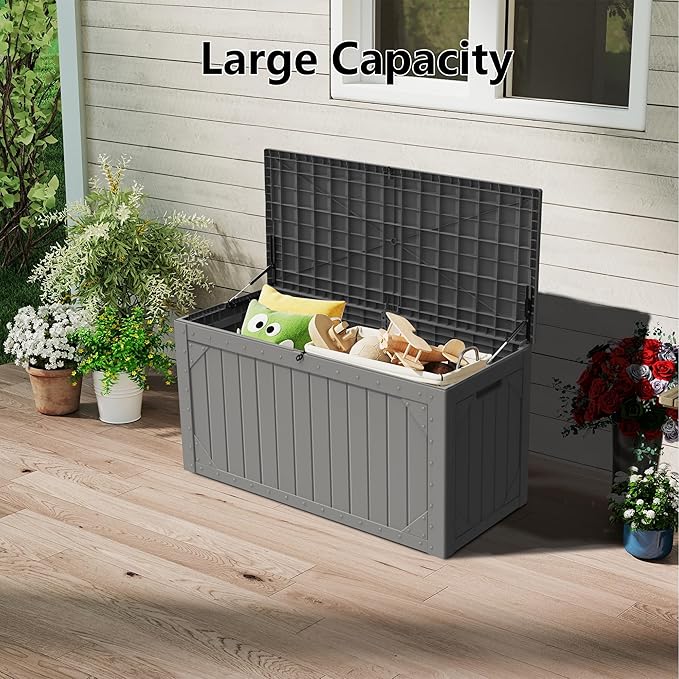 PATIOEASY 100 Gallon Waterproof Large Resin Deck Box，Storage Box - Image 5