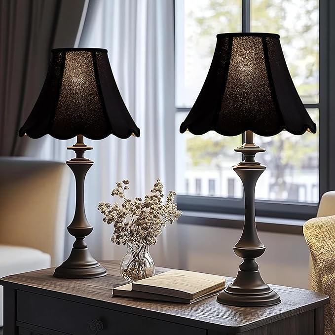 GOSO Scalloped Lamp Shades Set of 1 Medium Black Replac, Braids - Image 7