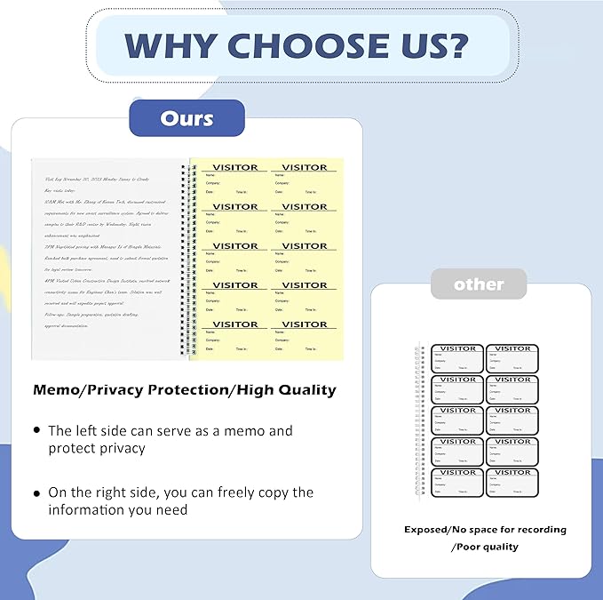 1 Pack Visitor Badges with Carbon Copy Visitor Stickers Letter Size Visitor Log - Image 3