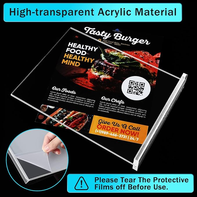 4-Pack Acrylic Sign Holder, 8.5 x 11 Inch Vertical T Shape Table Display Stand - Image 4