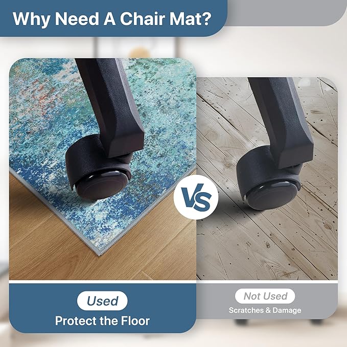 Office Chair Mat for Hardwood Tile Floor, Abstract 48"X 60" Desk Mats for - Image 5