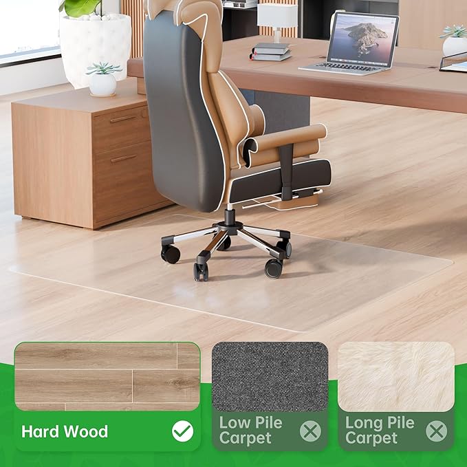 100pointONE Office Chair Mat for Hardwood Floors, Easy Glide Office Mats for - Image 3