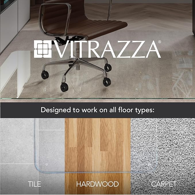 Vitrazza Glass Chair Mat 42” x 48” Superior ¼ Thick, Luminoso Low-Iron Ultra - Image 5