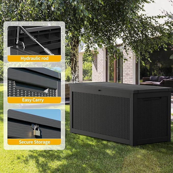 PATIOEASY Outdoor Storage Box 320GAL Waterproof Resin Deck Box, UV-Resistant - Image 5