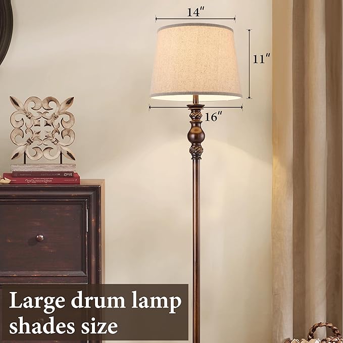 Drum Lamp Shades Larges, Modern Farmhouse Lampshades Beige - Image 4