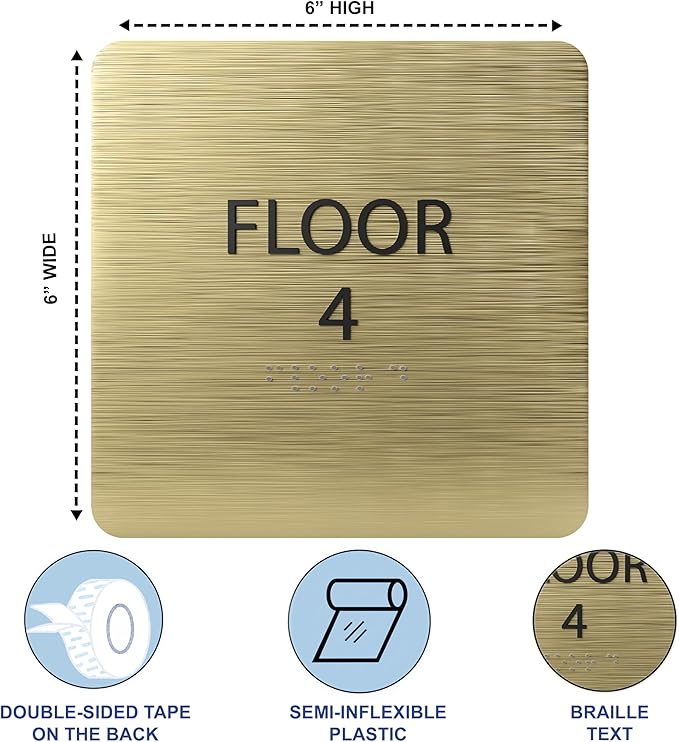 Grey w/White ADA Floor 4 Sign - Image 3