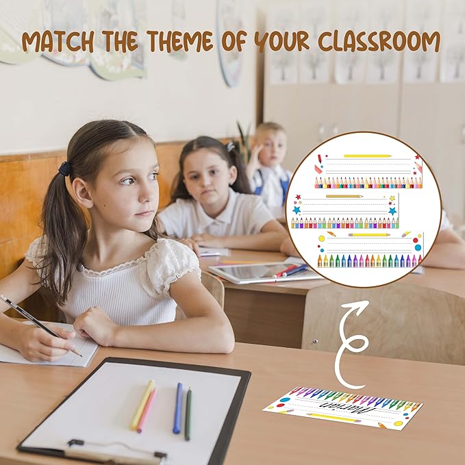 Name Tags for Classroom Cubbies, 30 Colorful Name Plates for Desks, Back to - Image 5