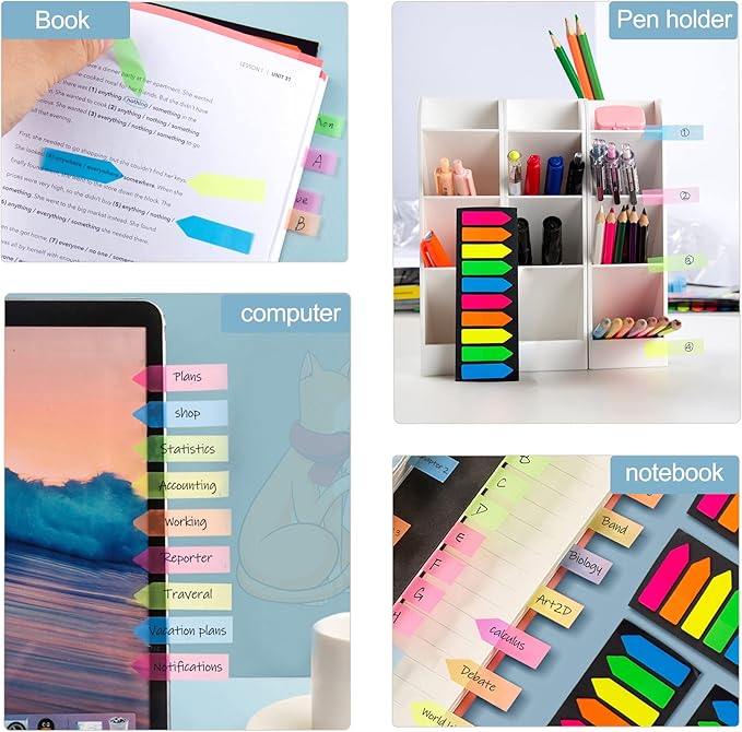Golcellia Fluorescent Translucent Sticky Note Flags, Arrow Sticky Notes - Image 8