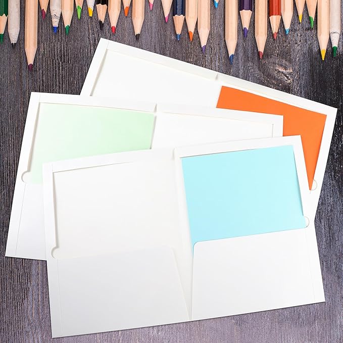 Yeaqee 100 Pack 2 Pockets Glossy Laminated Paper Folder First Day of School - Image 5