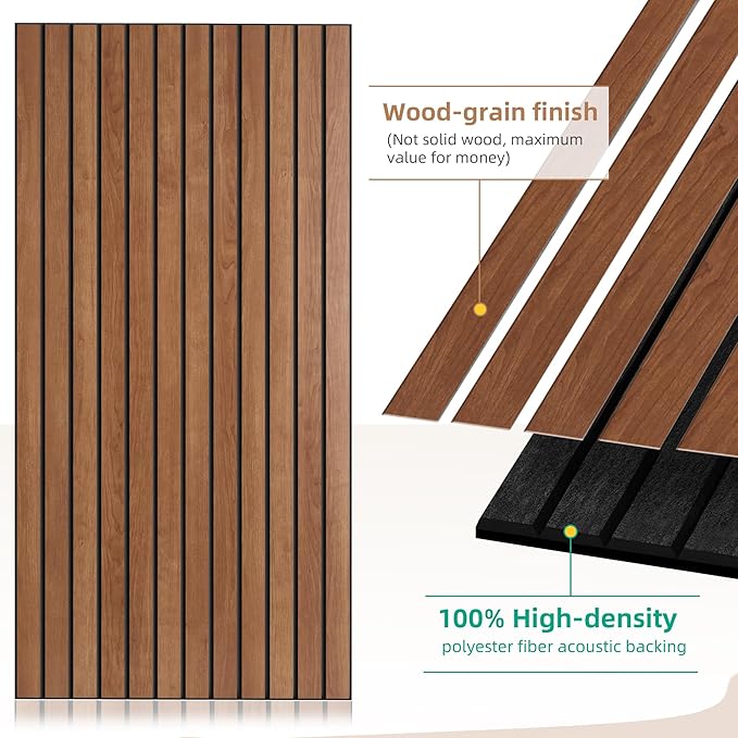 AUTORIFIC Wood Veneer Sound Panels, 10 Pack 47.2”x23.6” Wall Panels, Decorative - Image 3