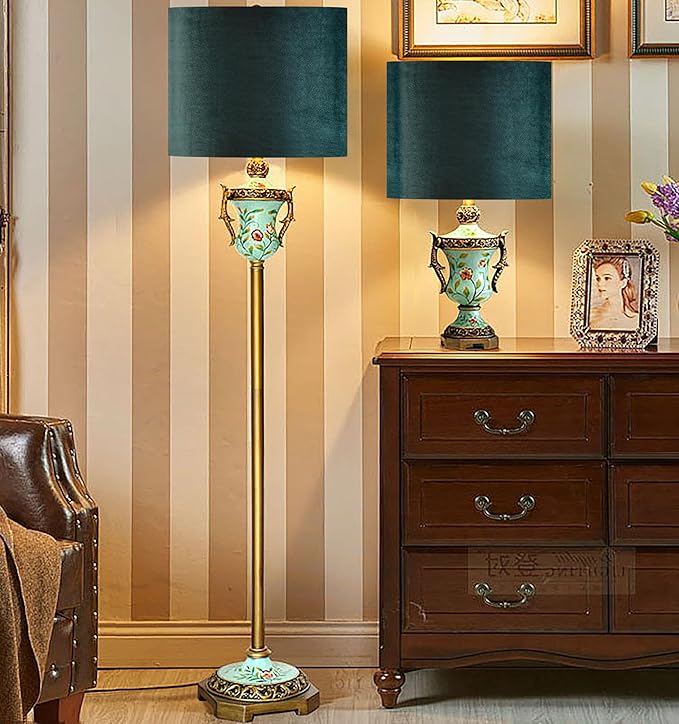 Green Velvet Lampshades Set of 1 Large Drum Lamp Shade 16" Top x 16" Bottom x - Image 5