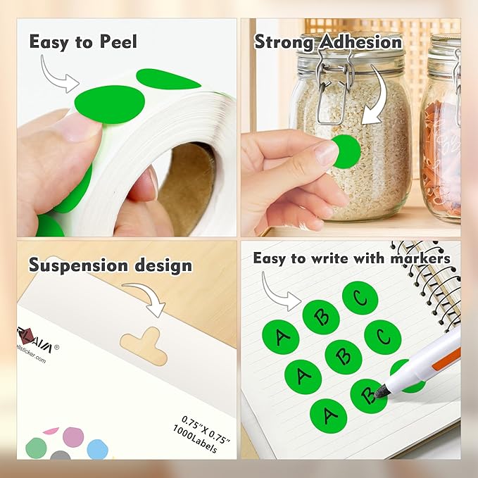 PARLAIM 3/4 Inch Round Permanent Adhesive Color-Code Dot Stickers, 10000 - Image 3