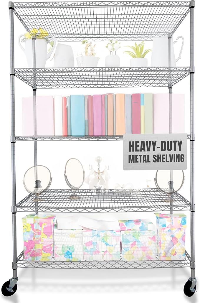 CRESCENT 48" W Storage Shelves 4000LBS Metal Shelving 5 Tier Wire Shelving Unit - Image 11
