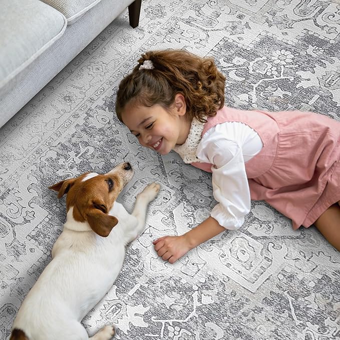 GENIMO 8x10 Area Rugs for Living Room, Machine Washable Vintage Non Slip Rugs - Image 3