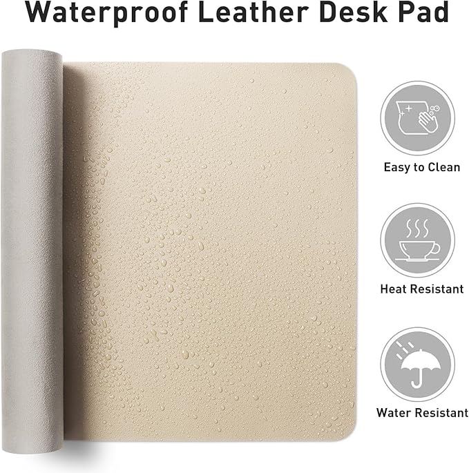 Aothia Leather Desk Pad Protector, Office Mat, Large Mouse Pad, Non-Slip PU - Image 6