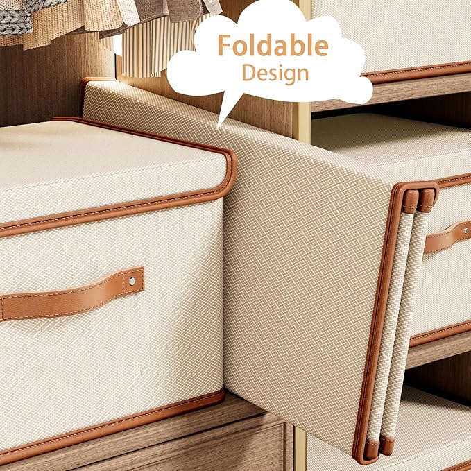 Tuza 4 Pack Storage Bins with Lids, Collapsible Closet Organizer Container - Image 5