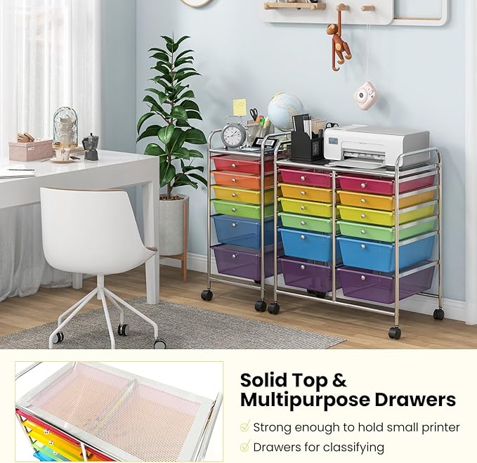 Giantex 12 Drawer Rolling Storage Cart Tools Scrapbook Paper Office School - Image 5