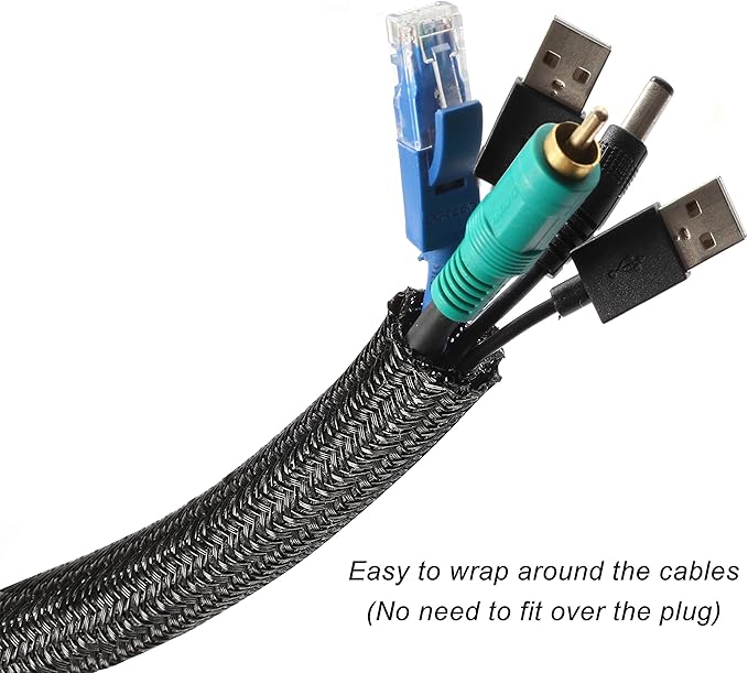 CrocSee 25ft - 1/2 inch Braided Cable Management Sleeve Cord Protector - - Image 2