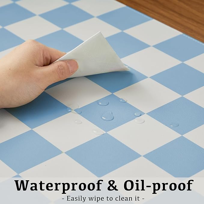 Ohocut Checkered Desk Mat, Large Cute Aesthetic Retro PU Leather Computer - Image 6