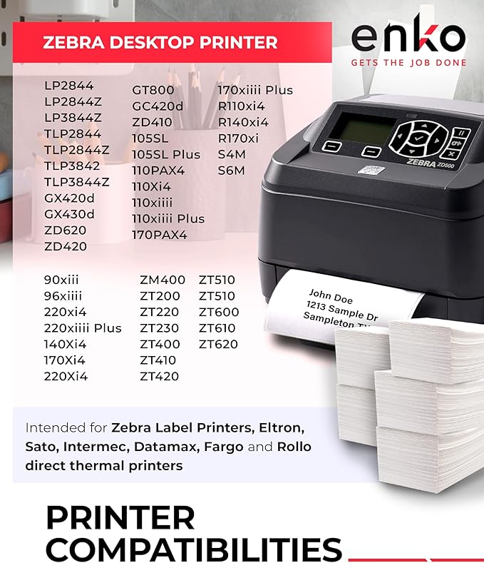 enKo 2 Stacks/2000 Labels 4"x6" Fanfold Direct Thermal Labels Compatible - Image 3
