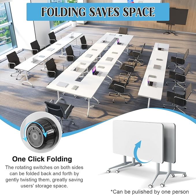 JEHUJD Conference Table, 55.1''Folding Conference Room Table - Image 3