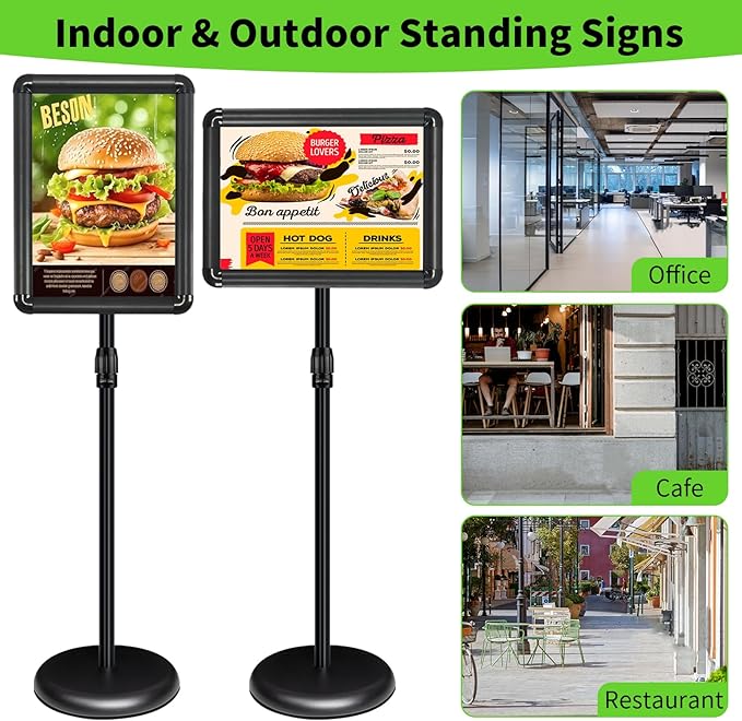 INNOVSIGN 2Packs Adjustable Pedestal Sign Holder Stand 11''x17'', Floor - Image 2