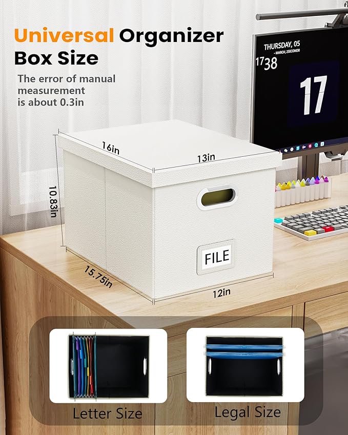 Oterri File Organizer Box with Lid, Portable Hanging File Box - Image 3