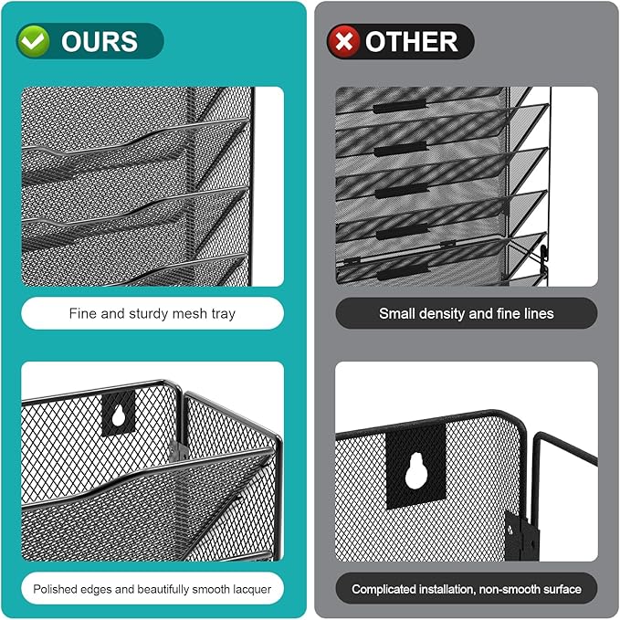 VEESUN Wall File Organizer, 16-Tier Mesh File Holder, Vertical Document Rack - Image 5