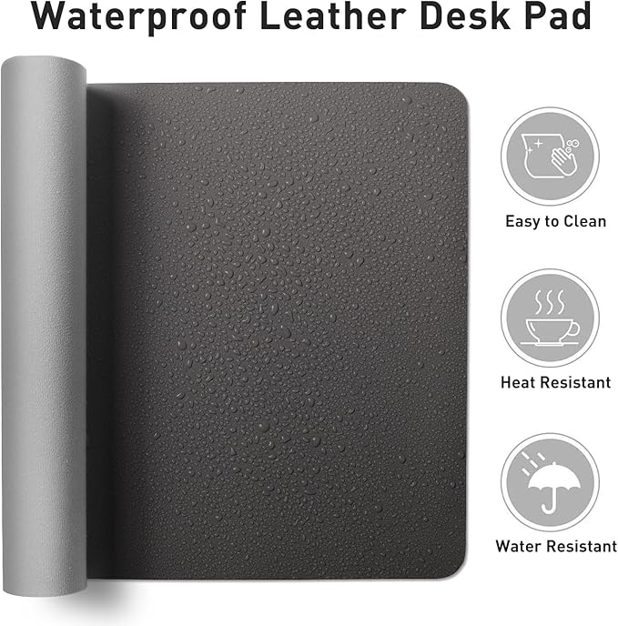 Aothia Faux Leather Desk Mat – Large Mouse Pad, Non-Slip PU Leather Blotter - Image 7