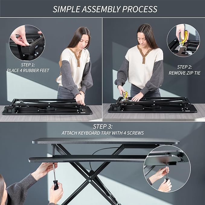 VIVO 42 inch Desk Converter, K Series, Height Adjustable Sit to Stand Riser - Image 7