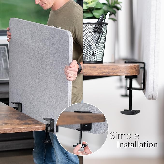 VIVO Clamp-on 24 x 24 inch Privacy Panel, Sound Absorbing Cubicle Desk Divider - Image 8