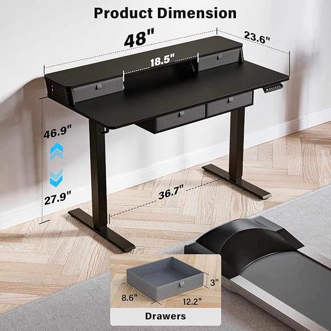 Kingant 48 x 24 Inch Electric Standing Desk - Image 2