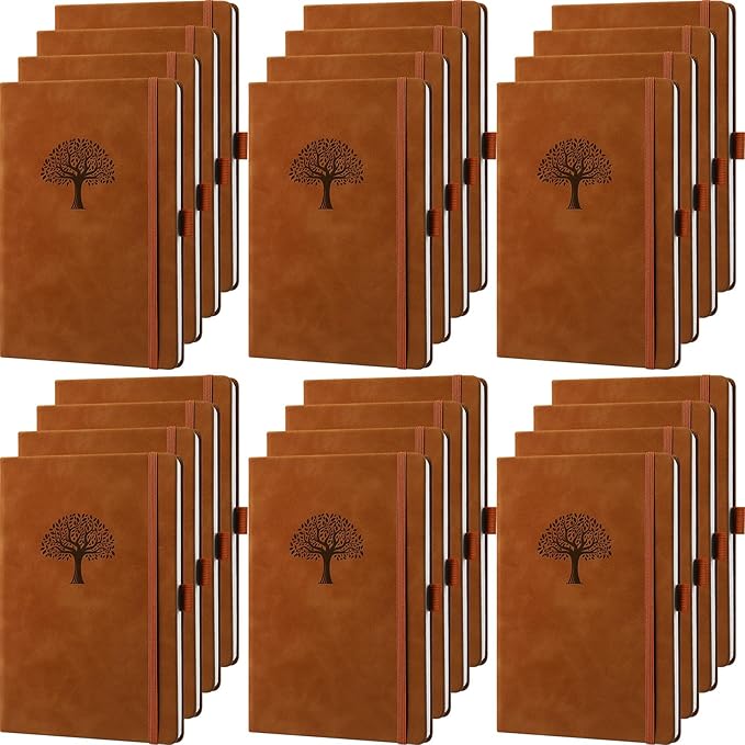 Qeeenar 24 Pack Leather Notebook Journals Bulk 5.7" x 8.3" Harder Cover A5 by Qeeenar